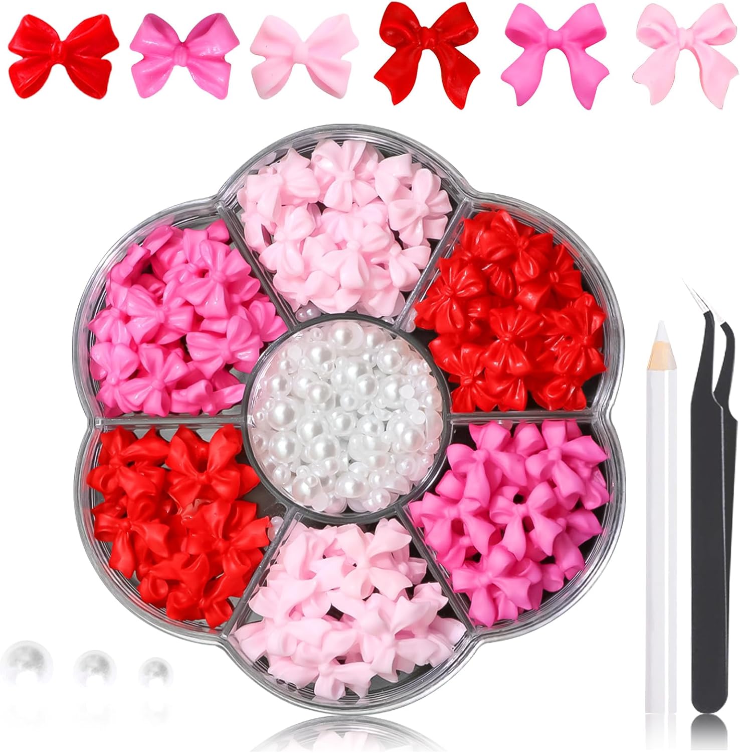 Rodaky 3D bow nail charms set front view