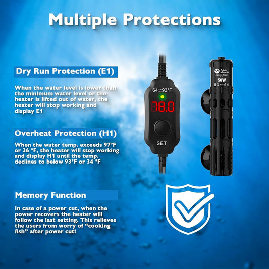 Close up of AquaMiracle aquarium heater external LED controller