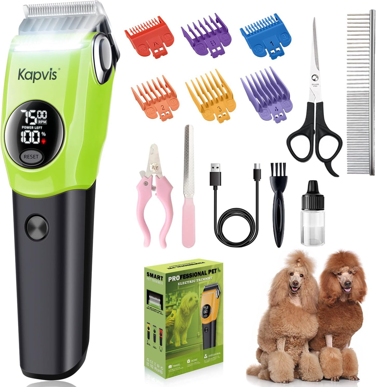 Dog Clippers for Grooming Thick Hair with LED Light,Cat Shaver,and Sheep Shears for Thick/Matted/Knotted/Fine/Curly Hair,Works with or Without Power Cord - Image 9