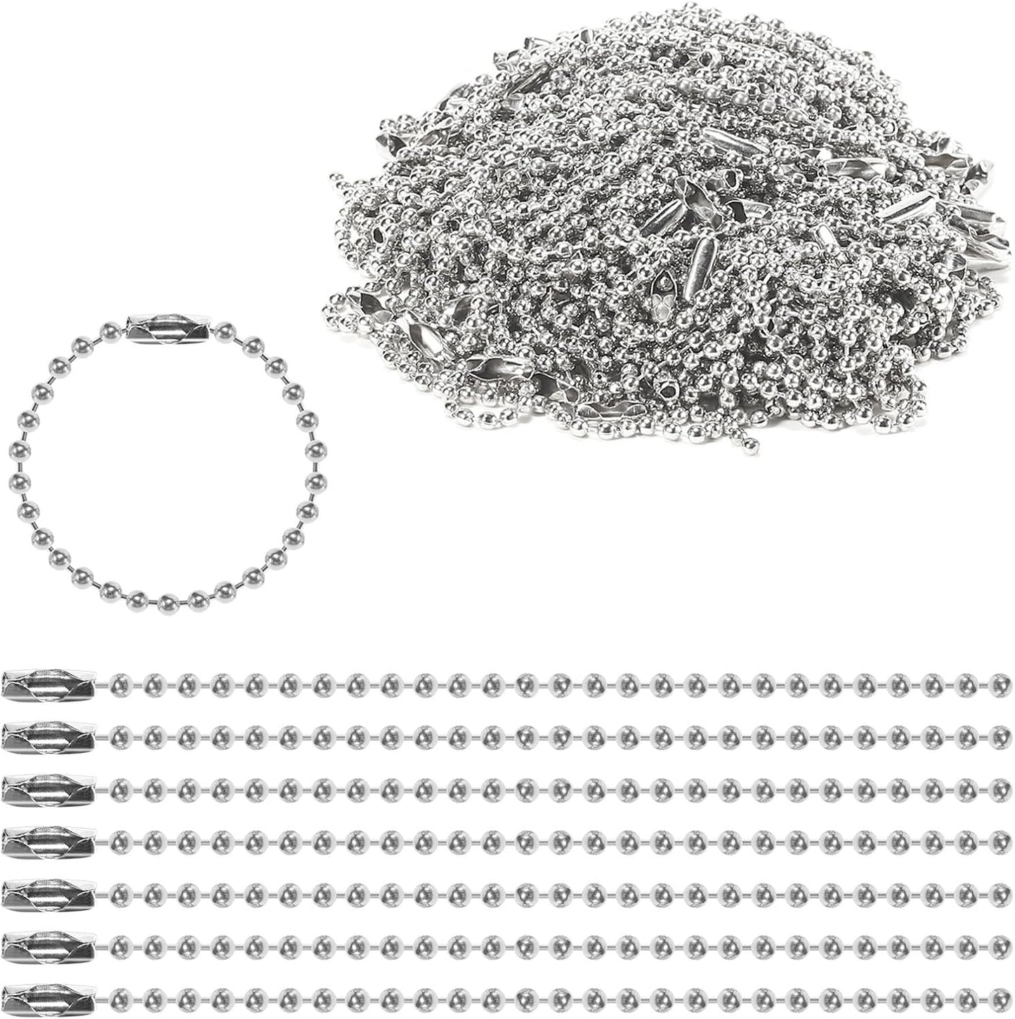 Bulk quantity pack of imported metal ball chains for commercial craft use