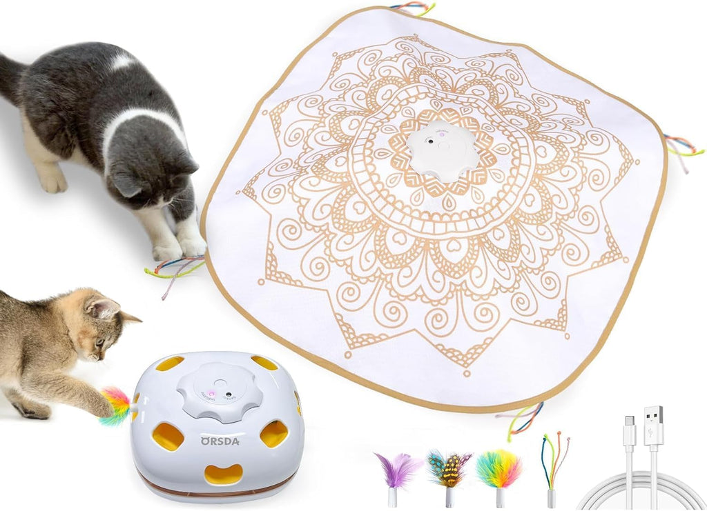 ORSDA 4 in 1 Interactive Cat Toys - Automatic Cat Toys for Indoor Cats & Kittens, 8 Holes Mice Whack-A-Mole, Hide and Seek Smart Motion with 5PCS DIY Replacement Refills - Image 13