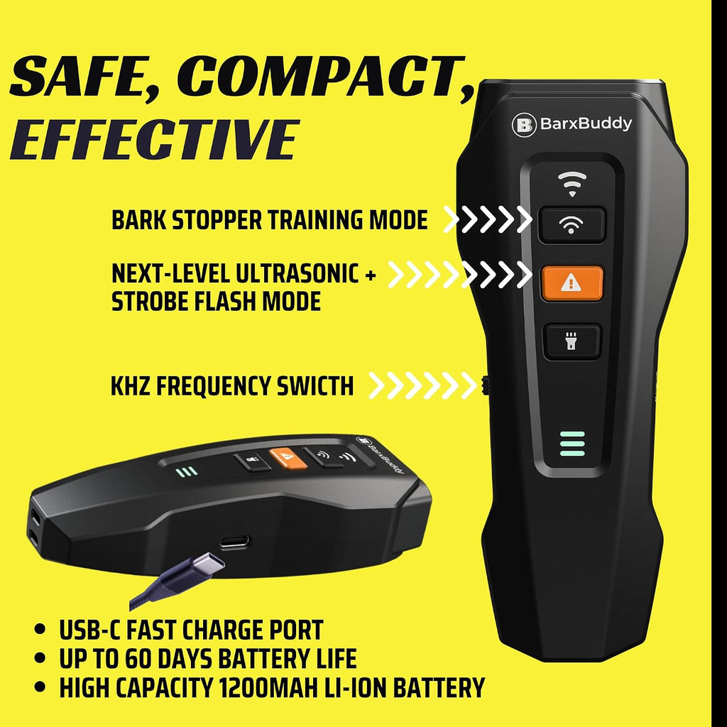 BarxBuddy 2nd Gen Dog Bark Deterrent Devices | Long Range Ultrasonic | Bark Collar Alternative | Dog Training Indoor/Outdoor | Rechargeable Anti Bark Device for Dogs (Black) - Image 9