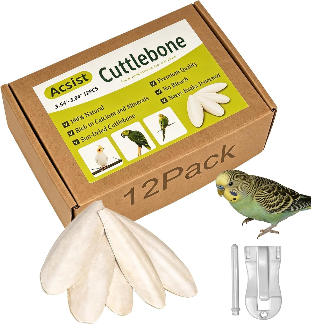 4.3"-4.7" Cuttlebone for Birds,Natural Cuttlefish Bone for Parakeets,12 Pcs - Image 10