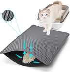 FADEYJ cat litter mat double layer grey front view outside litter box