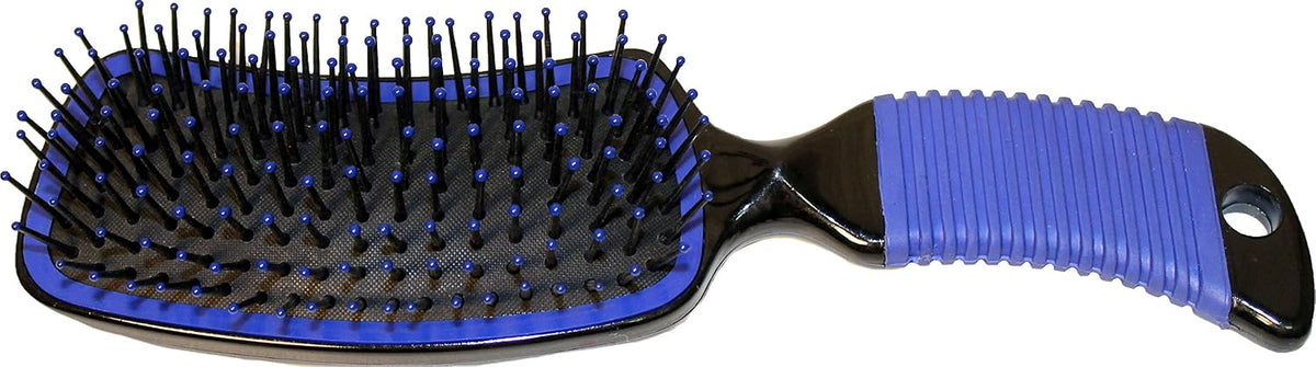Partrade curved horse grooming brush close up of flexible pin bristles
