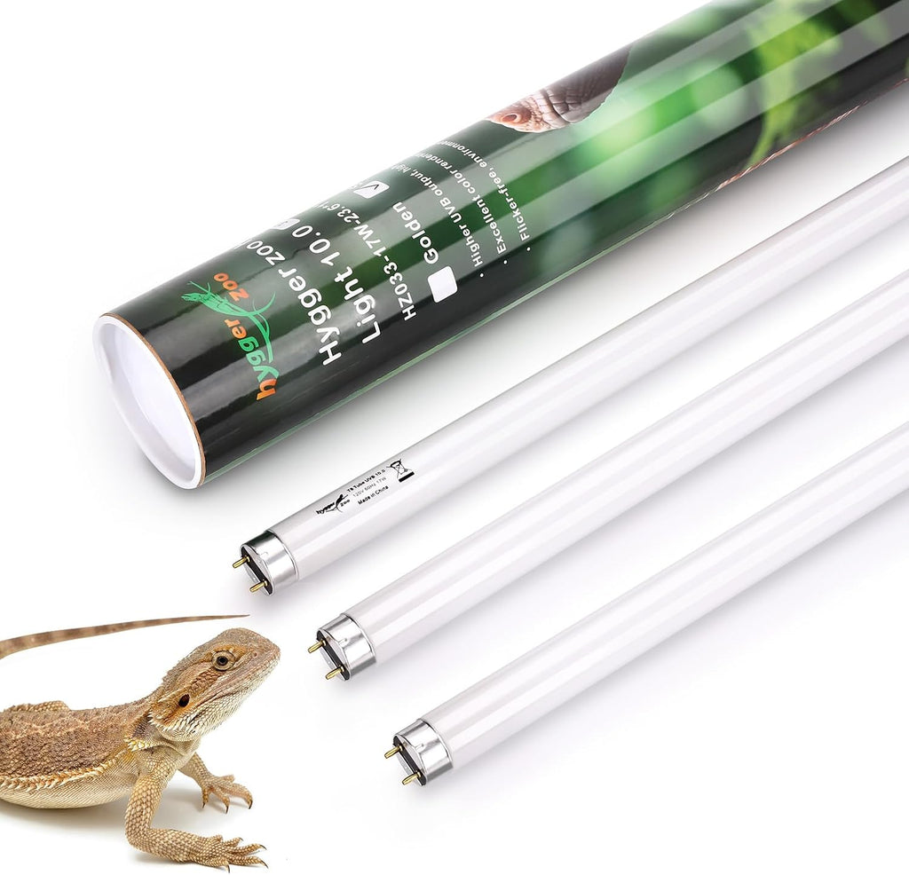 Hygger Zoo Tortoise and Amphibian Light Pack showing both high output linear bulbs together.