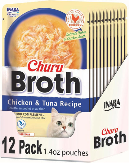 INABA Churu Broth for Cats, Side Dish Pouch, 1.4 Ounces per Pouch, 12 Pouches, Chicken & Seafood Variety - Image 12