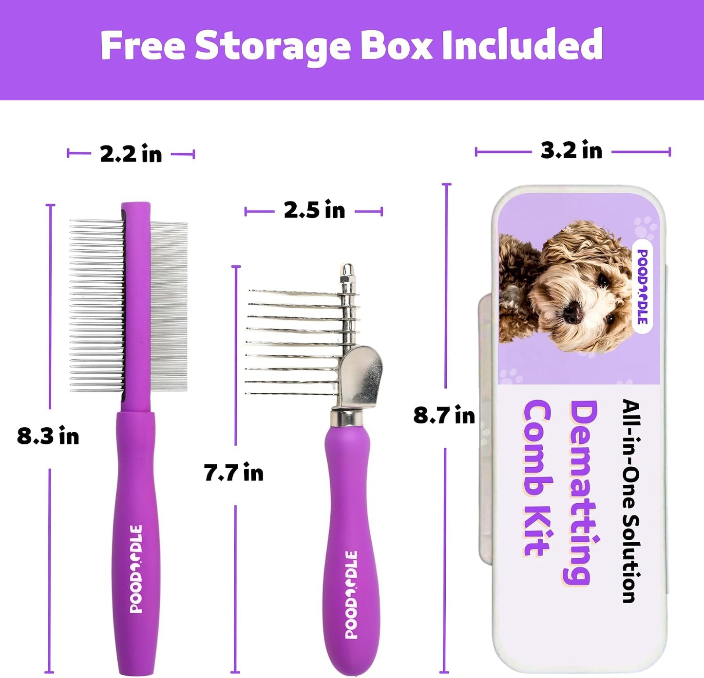 Professional pet grooming kit for deshedding and detangling