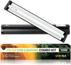 T5 UVB Reptile Light Fixture Combo Kit 8W: 10.0 HO UVB Light for Reptiles Terrarium Hood Comes with UVB Lamp, 12'' Linear UVB Light Bar for Desert Bearded Dragon,Turtle,Gecko - UV Sensor Test Card - Image 12