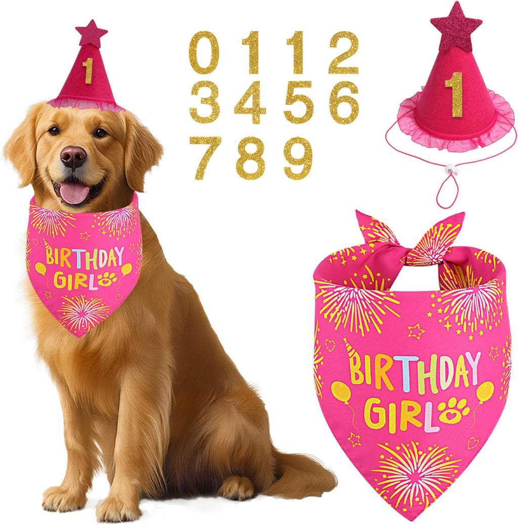 Agroon dog birthday decorations rose pink set front view