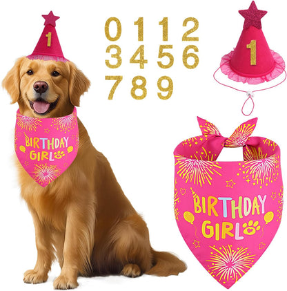Agroon dog birthday decorations rose pink set front view