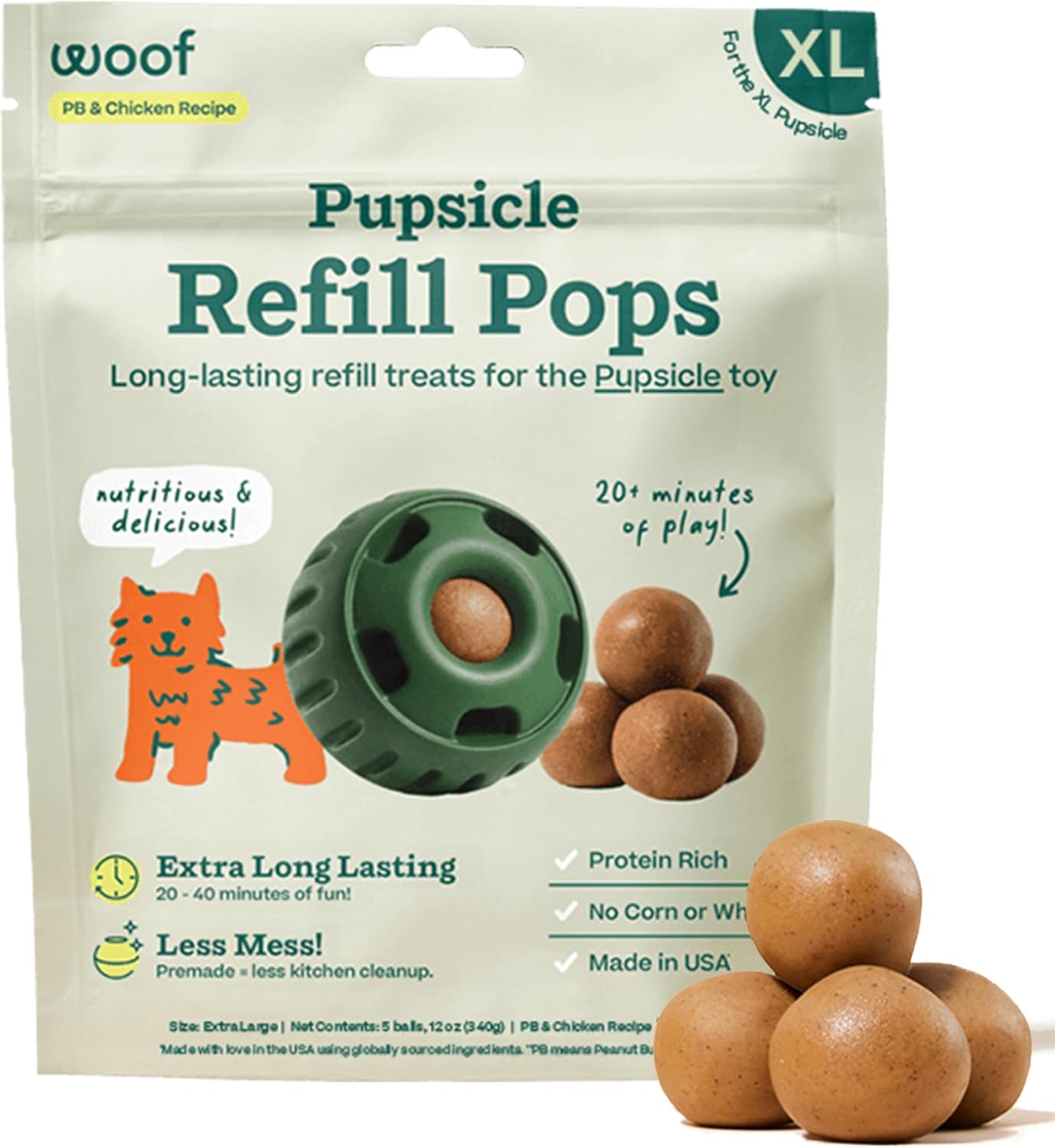 WOOF Pupsicle Refill Pops - Low-Mess Dog Snacks - with Peanut Butter and Beef - Dog Treats - Long Lasting - Large Pops - 7 Count - Image 15