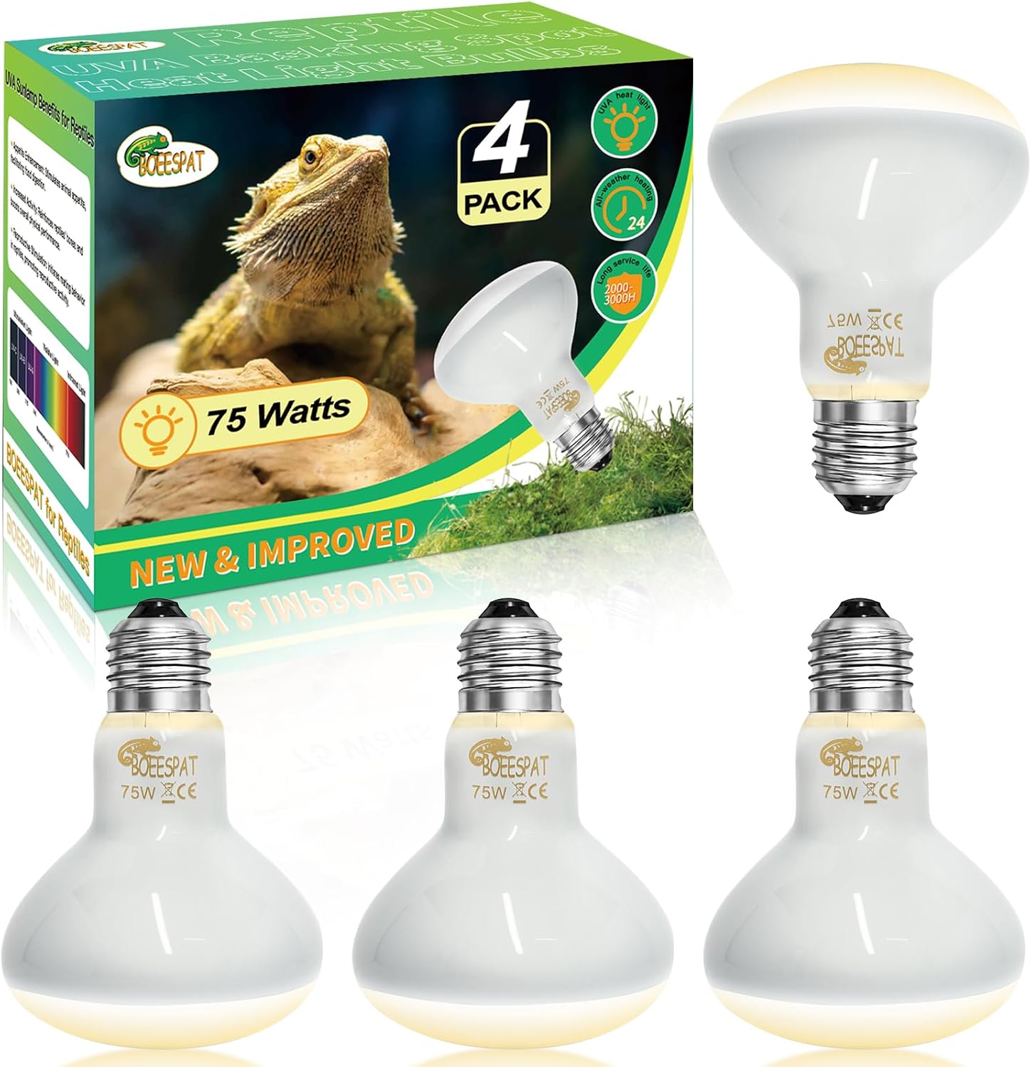 Premium glass reptile enclosure heater bulb for geckos and turtles