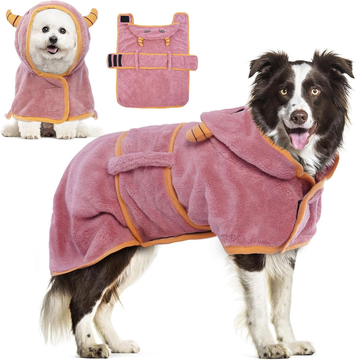 DENTRUN Dog Robes for After Bath - Super Absorbent & Fast Drying Coat with Hood, Bathrobe Beach Essentials, Bath Towels for Drying Dogs Medium, Bath/Beach/Swimming Quick Dry Towel Robe - Image 9