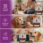 Close up of healthy soft chew duck sausages for dogs