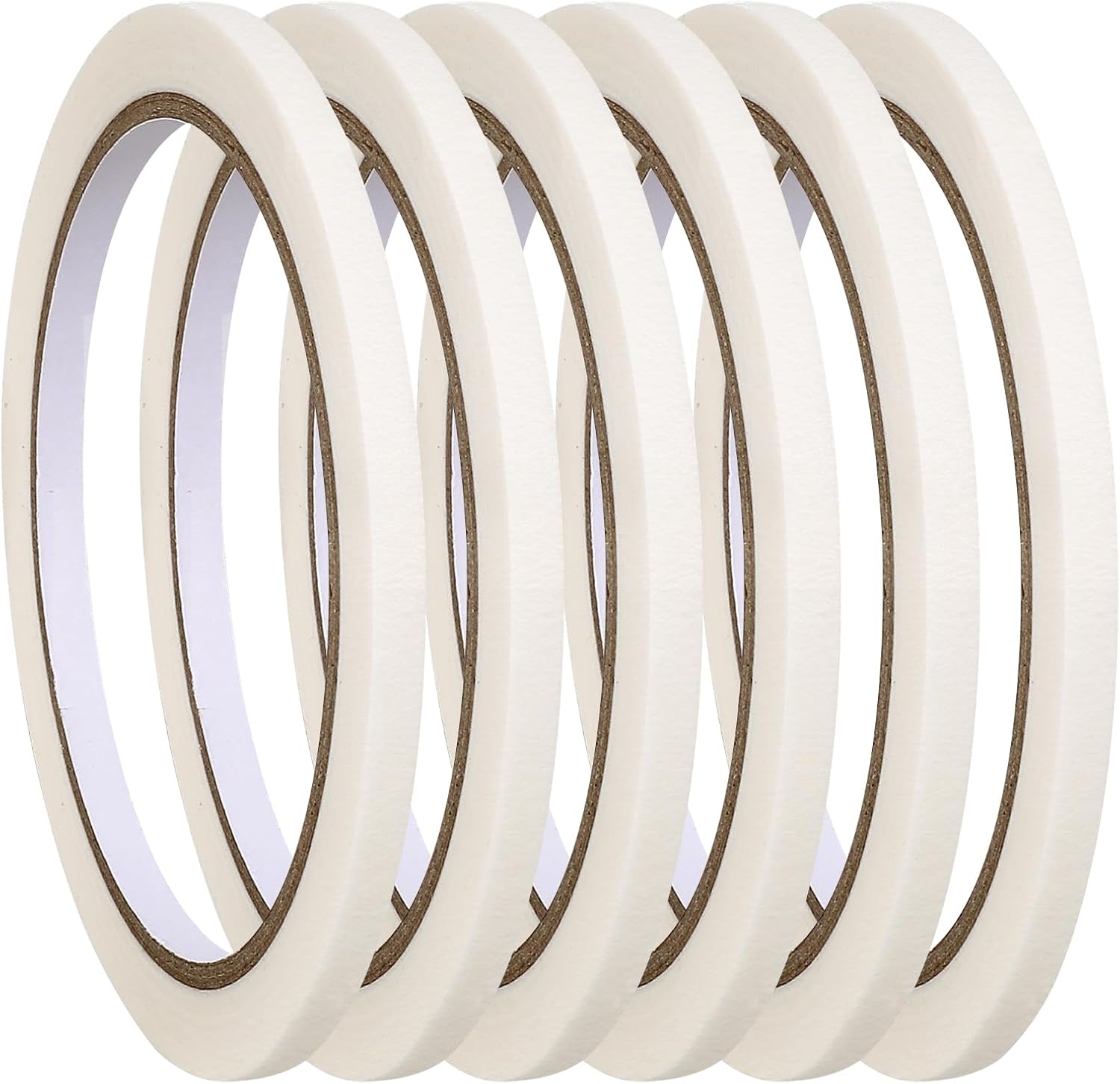 FdcLixuvol 6 Pieces White Nail Striping Tape front view showcasing rolls of professional stencil paper tape for French manicure design.