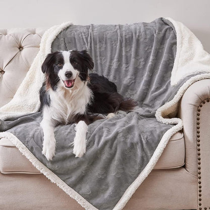 Qeils Pet Blankets for Cats - Waterproof Cat Blanket Washable - Sherpa Fleece Puppy Blanket, Soft Plush Reversible Throw Protector for Bed Couch Car Sofa, 25"X30", Grey - Image 9