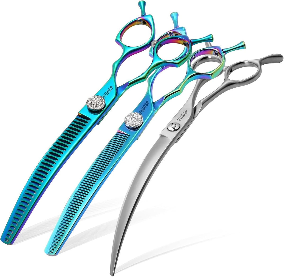 Professional Curved Thinning Shears Dog Grooming Scissors 7.5'' Rainbow Curved Thinner Scissors for Grooming Large Dogs Pet 56 Teeth Japan 440C(Curved Thinner,Rose Red) - Image 11