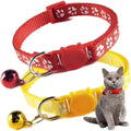 PSPORT Red Breakaway Cat Collar 2 Pack front view showcasing the paw print nylon strap and cat head buckle