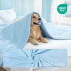 Luciphia washable cooling mat placed inside a dog travel crate