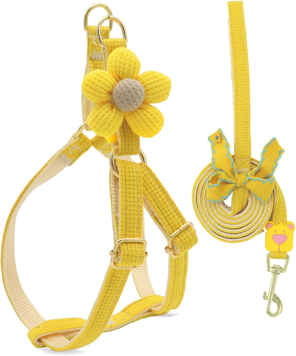 PETCARE Cute Cat Harness and Leash Set, Blue Flower Cat Walking Harness with Bow Tie Cats Leash, Easy Walk Lightweight Step in Cats Harnesses with Buckle (Chest Adjustable 9"-14", Rope Width 0.39") - Image 11