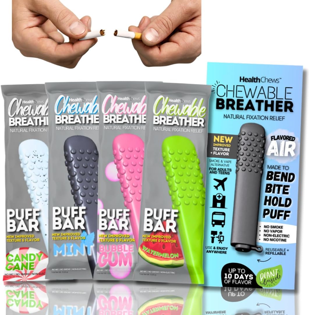 Health Chews Smokeless Inhaler Mix 4 Pack front view nicotine free quit smoking aid.
