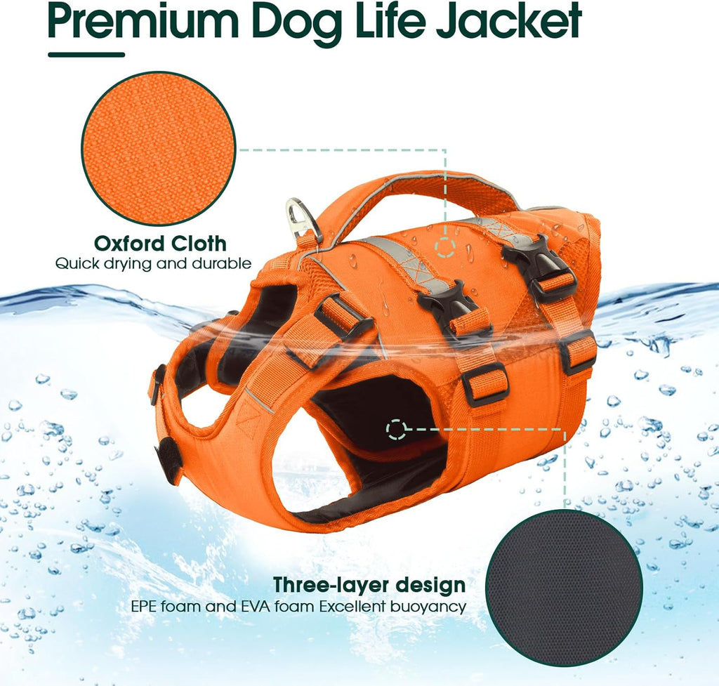 Kuoser canine safety vest top view reinforced rescue handle details