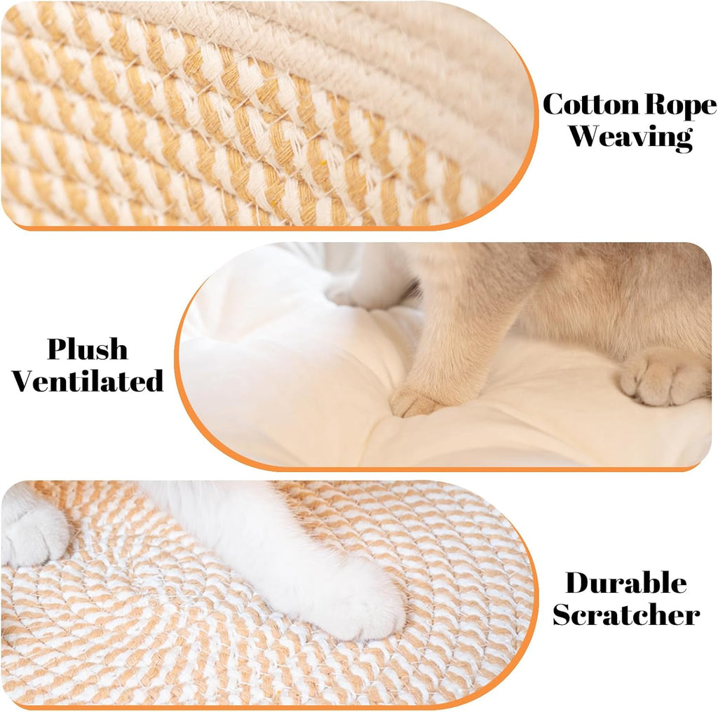 Handwoven cotton rope texture of Cheerhome Pets cat bed