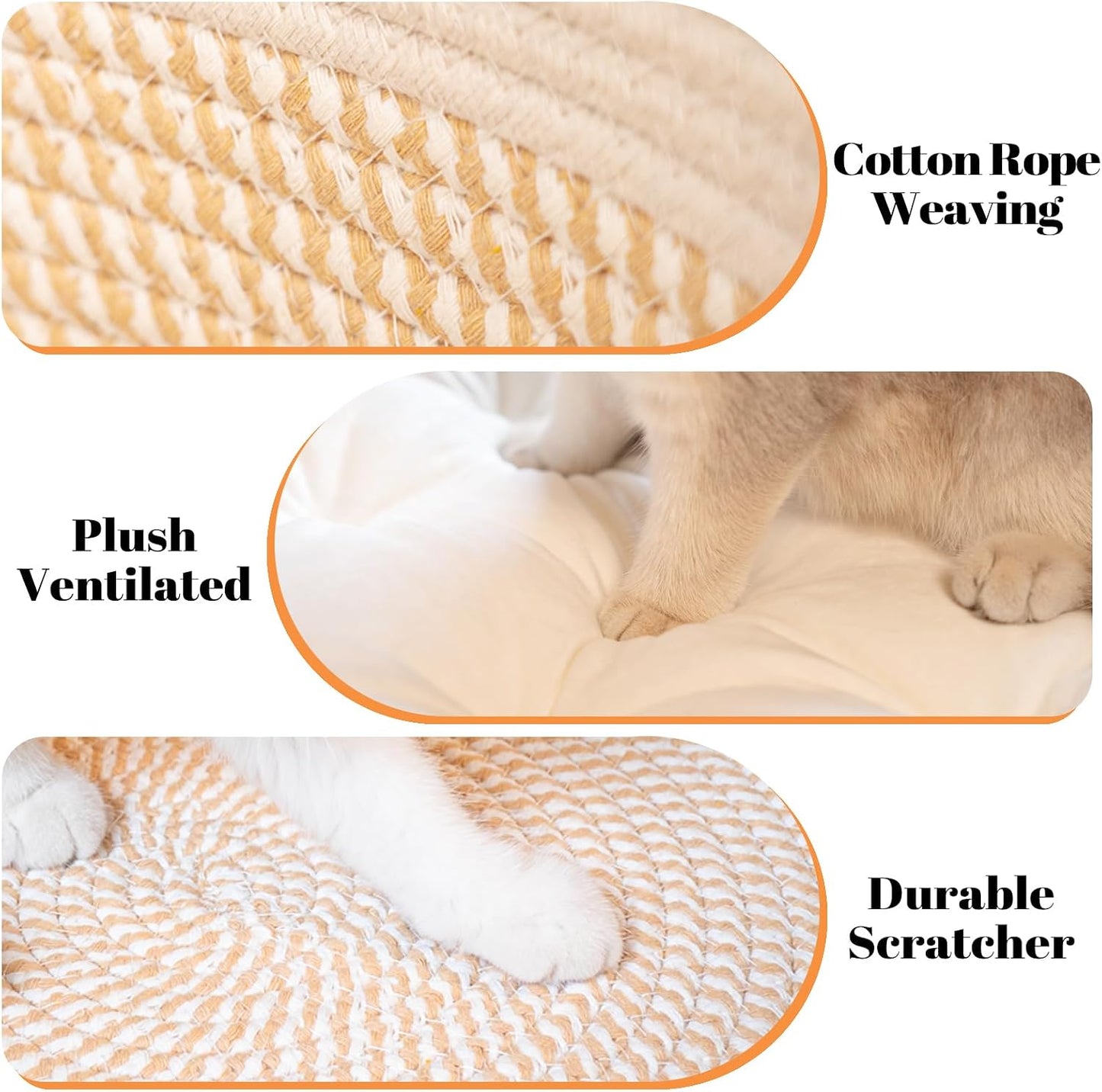 Handwoven cotton rope texture of Cheerhome Pets cat bed