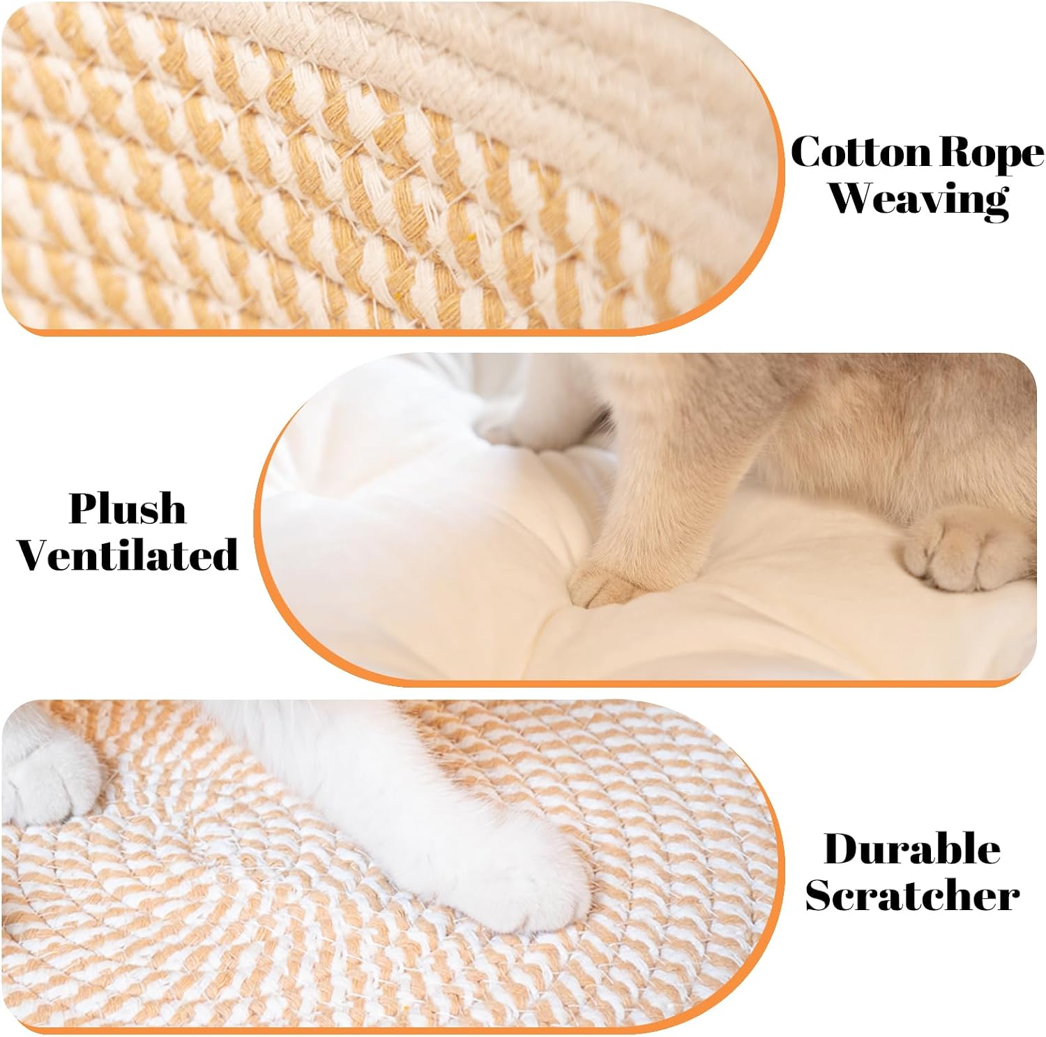 Handwoven cotton rope texture of Cheerhome Pets cat bed