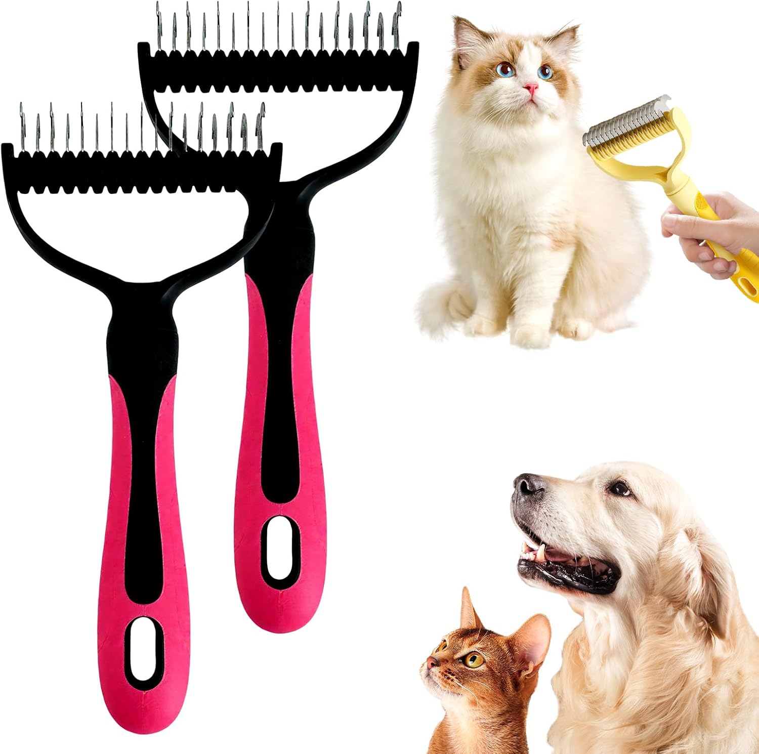 Double-Sided Pet Grooming Brush for Dogs and Cats, 2026 New Dog Deshedding Brush, Dematting Comb Removes Tangles Knots and Loose Fur, Ergonomic Pet Grooming Tool (Blue) - Image 15