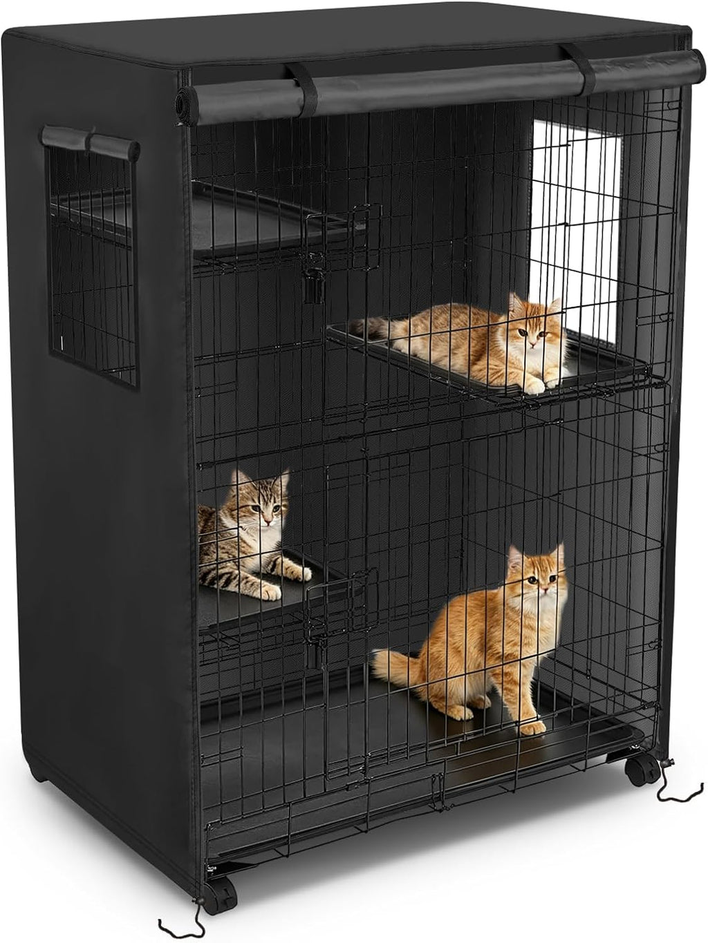 Catio Cover, 37" L x 23.5" W x 50" H Waterproof Cover for Outdoor Cat Enclosure, 420D Cat Cage Cover for Homey Pet Cats Cages, Black (Catio Not Included) - Image 9