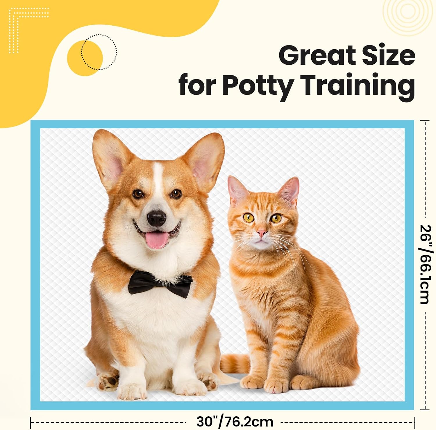 VJJ extra large dog potty pad placed next to a dog crate demonstrating multi functional travel use.