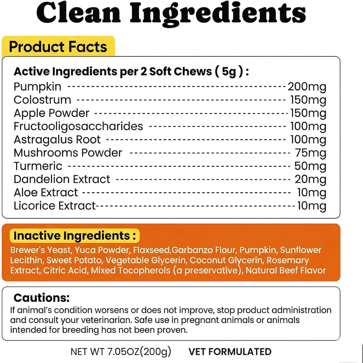Close up of 200 soft treats bottle for dog scratching and ear irritation relief