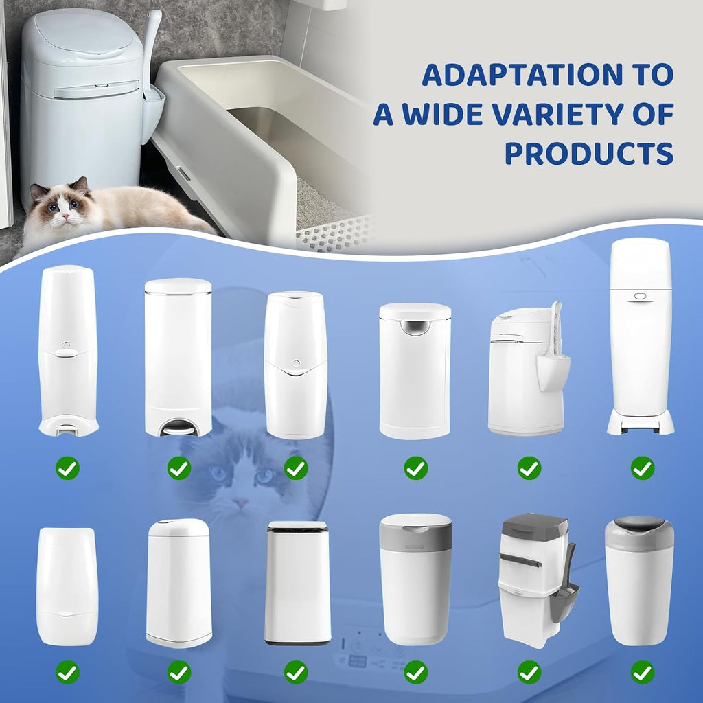 HUPIRCT replacement bags installed inside an empty diaper pail refill cartridge box.