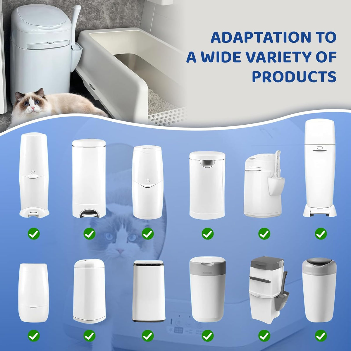 HUPIRCT replacement bags installed inside an empty diaper pail refill cartridge box.