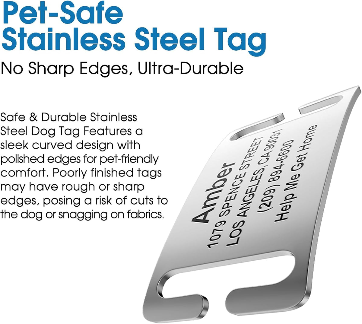 TechMark rust resistant pet identification tag with smooth polished edges