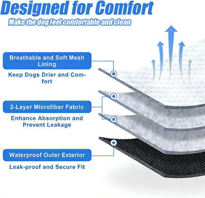 Medium size male pet belly wrap highlighting the interior absorbent lining