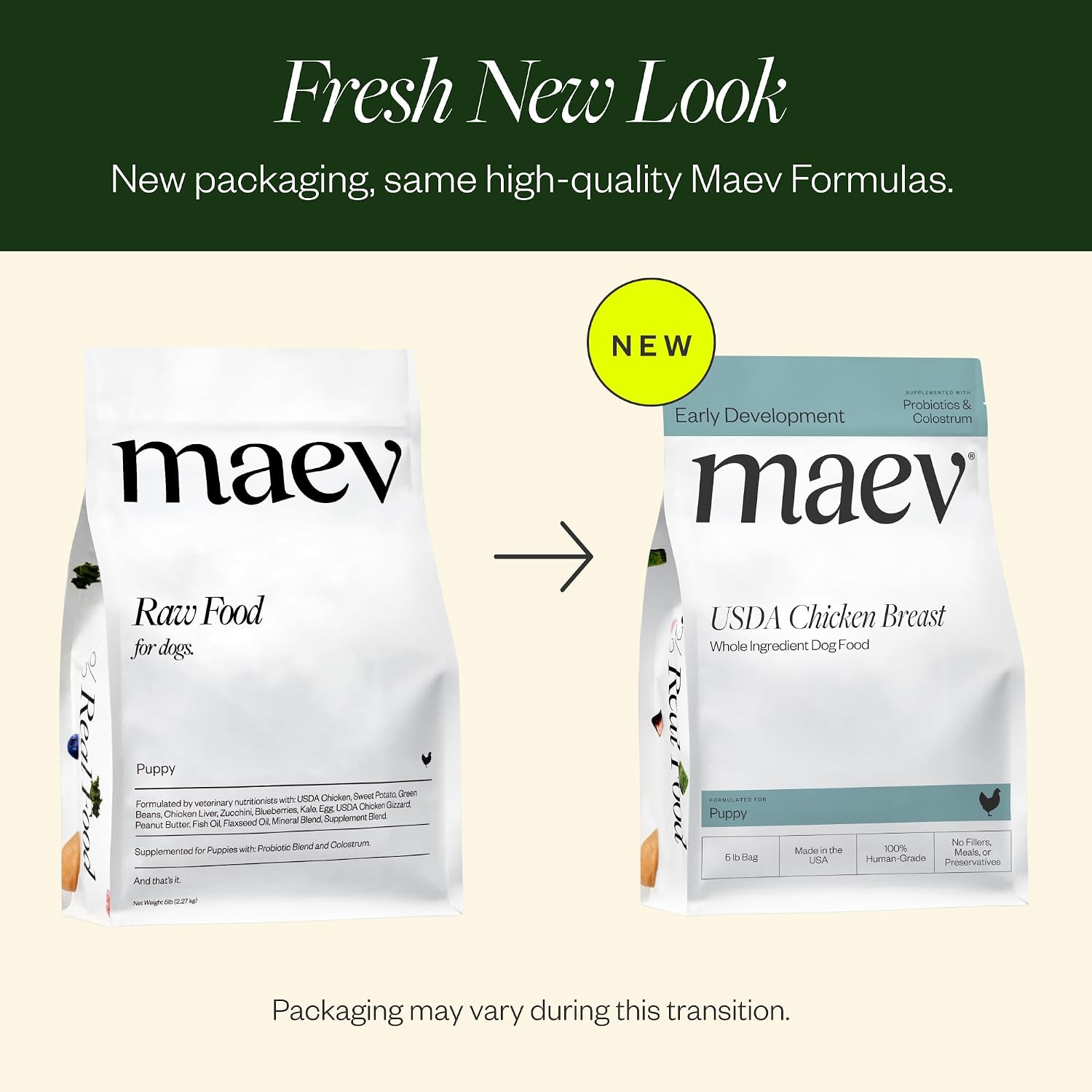 Maev raw puppy food frozen nugget texture