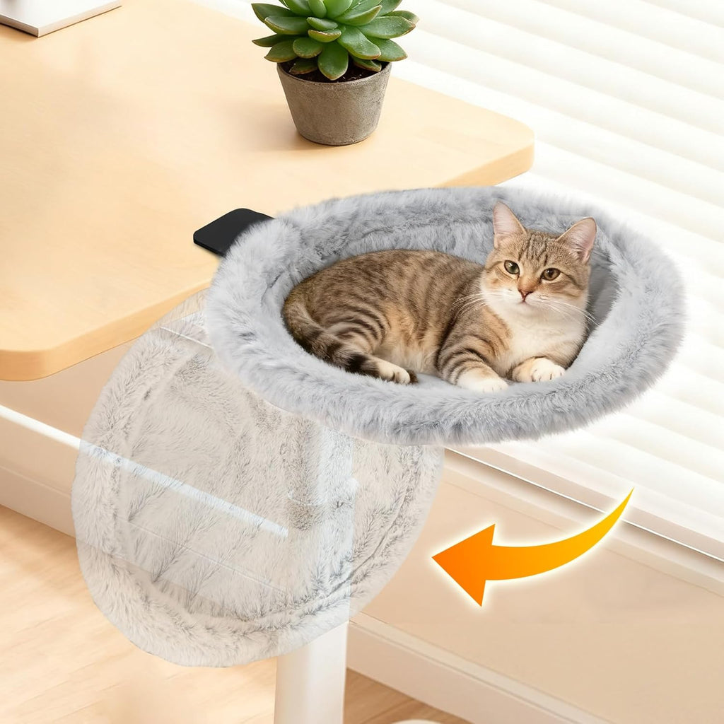 Pawaboo cat desk bed attached to an office table