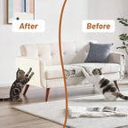 Self-adhesive cat scratch mat applied to sofa corner