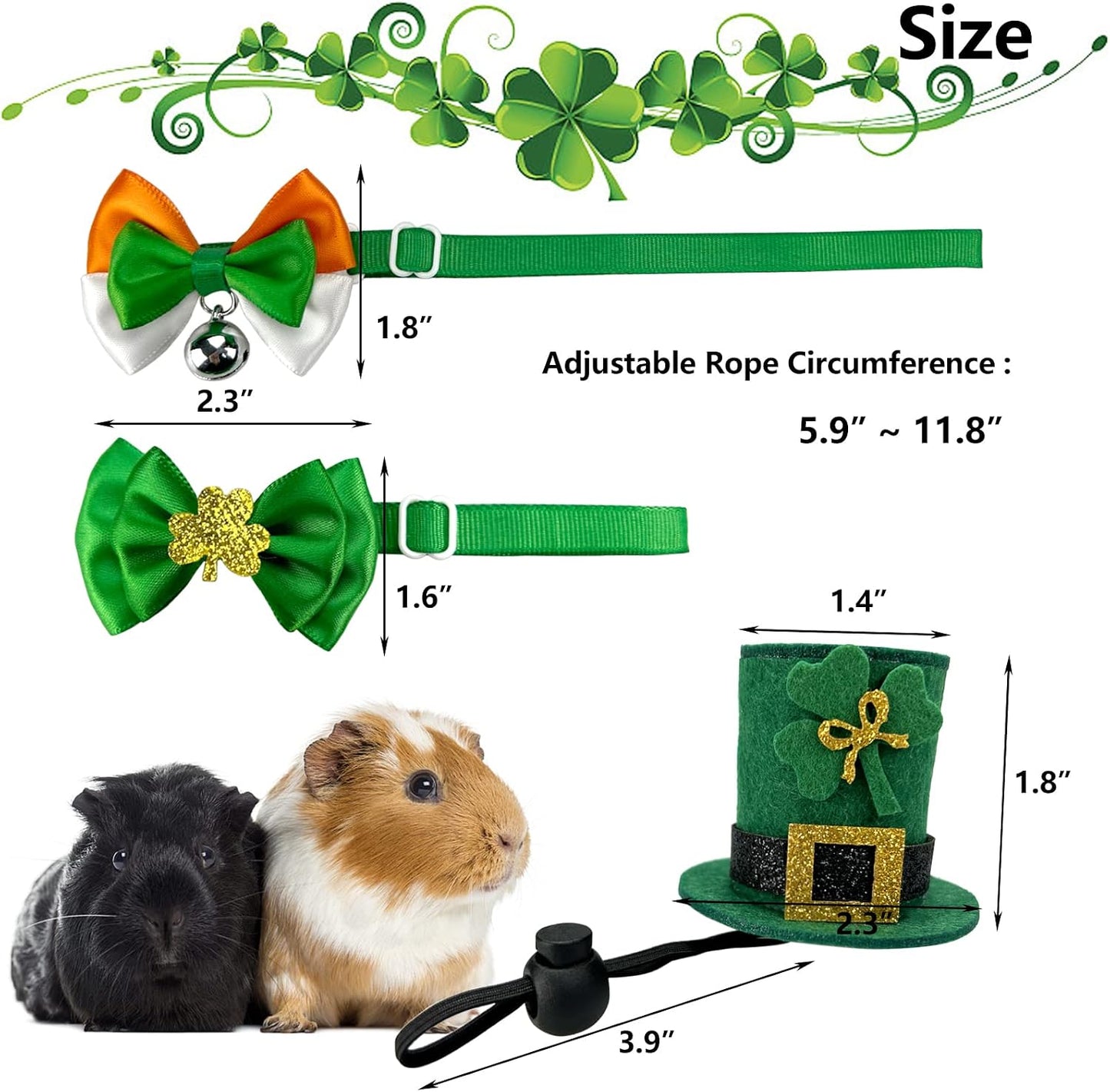 Handmade small animal leprechaun top hat with gold bowknot details.