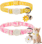 2 Pack Pink Cat Collars - Spring Summer Breakaway Cat Collar with Bell, Bow and Flower Pendant, Adjustable Kitten Collars for Girl Cats, Cute Pink Plaid &Bow - Image 14