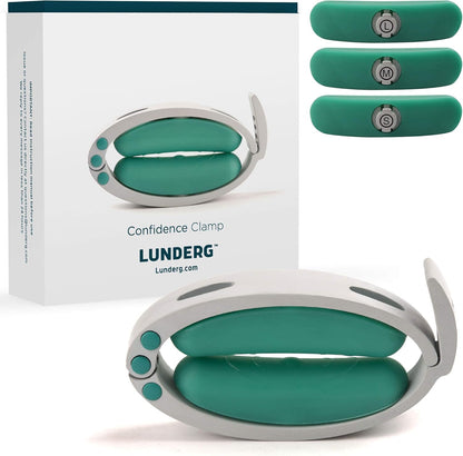 Lunderg Confidence Clamp front view showing medical-grade silicone pads.