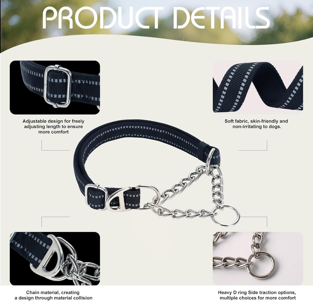 Stainless steel chain loop detail on heavy duty martingale collar