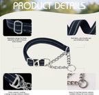 Stainless steel chain loop detail on heavy duty martingale collar