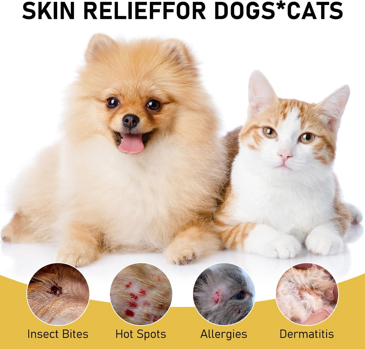 Natural anti itch topical treatment spray bottle for pet allergy relief.