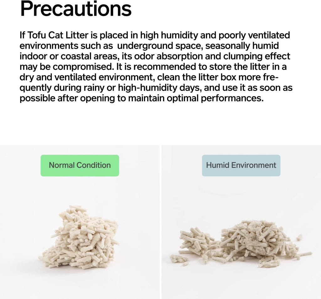 Comparison of Pidan Tofu Cat Litter to standard clay litter