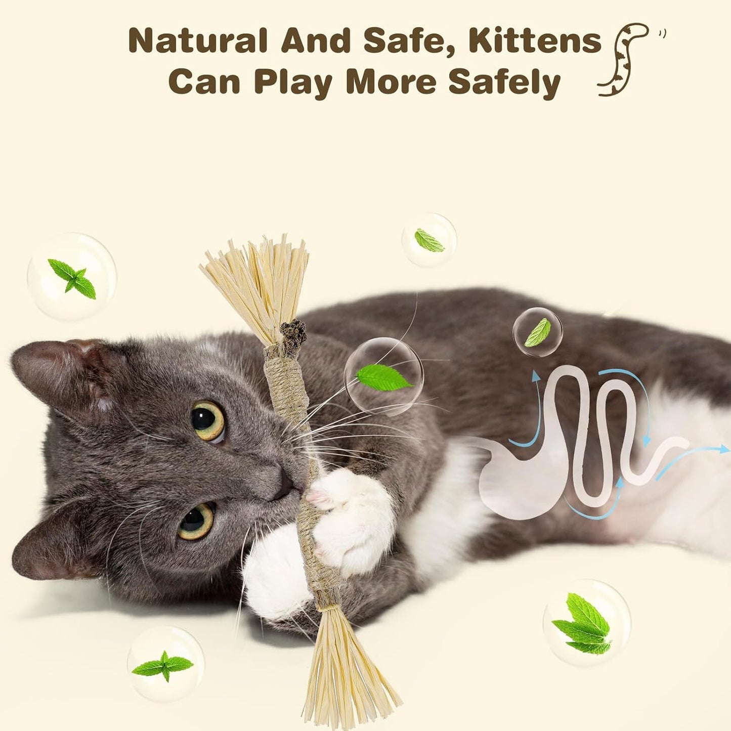 Cat playing with Sinrobo silvervine chew stick