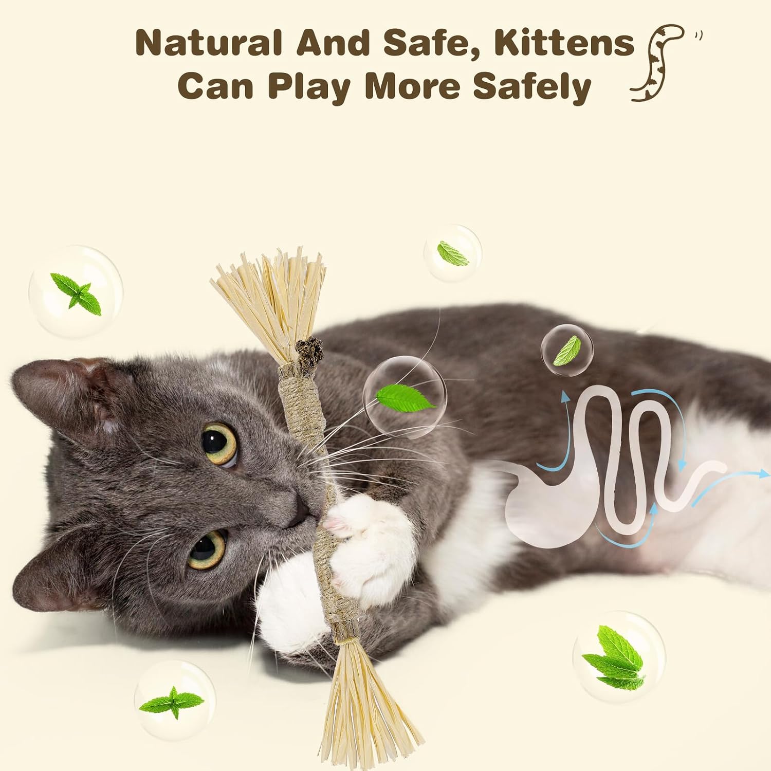 Cat playing with Sinrobo silvervine chew stick